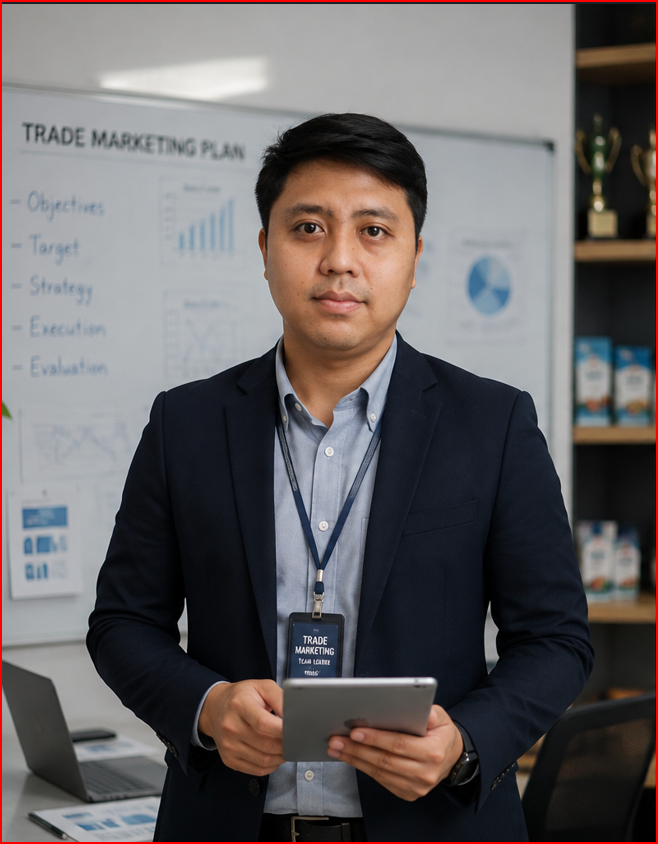 Zaw Min Oo as Trade Marketing Team Leader presenting a trade marketing plan